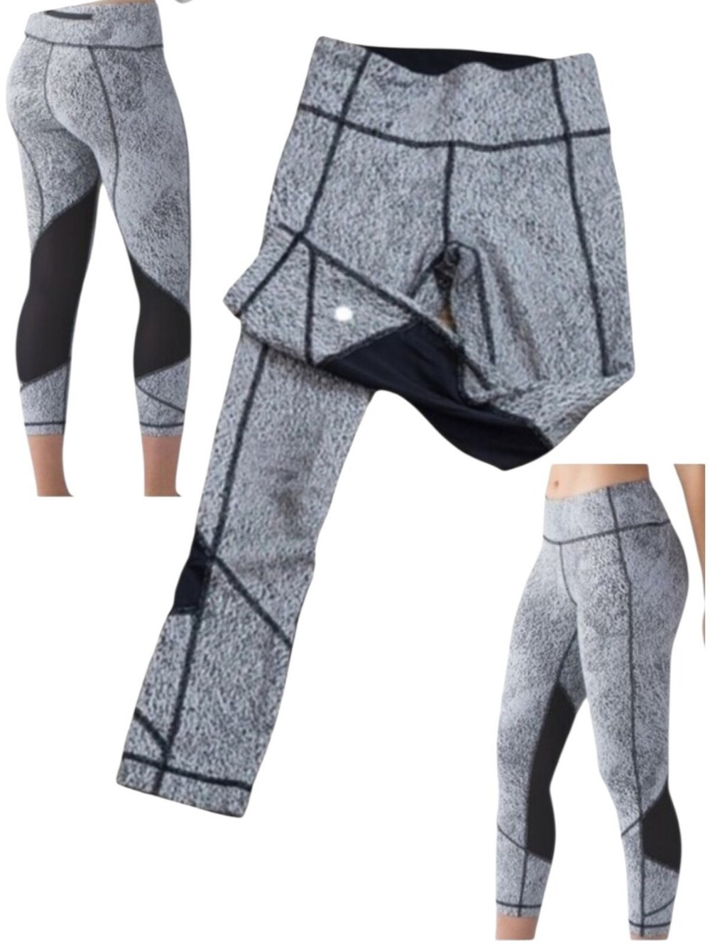 Lululemon Womens Pace Rival Crop Power Luxtreme White Black Leggings Size Dot 2